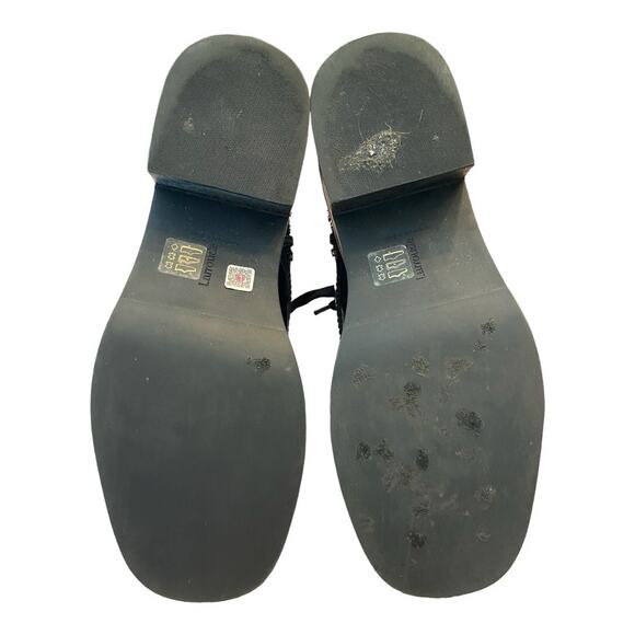 Larroude Joan Platform Leather Ankle Boots Lace Up Side Zipper Black Size 8 - Picture 8 of 10